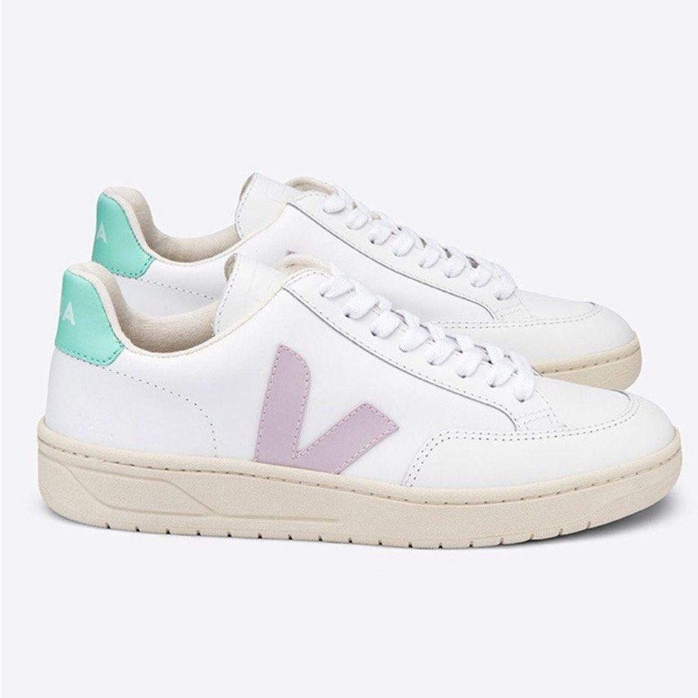 Veja V-12 Leather White Parme Turquoise